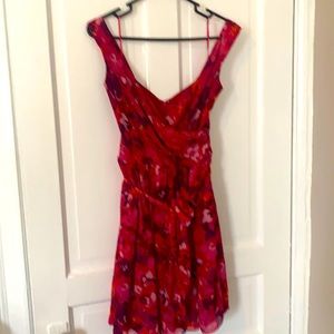 Express pink floral tie dress